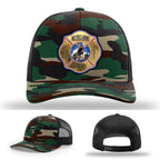 Firehouse gear hat featuring Michigamme Spurr Fire Department leather patch