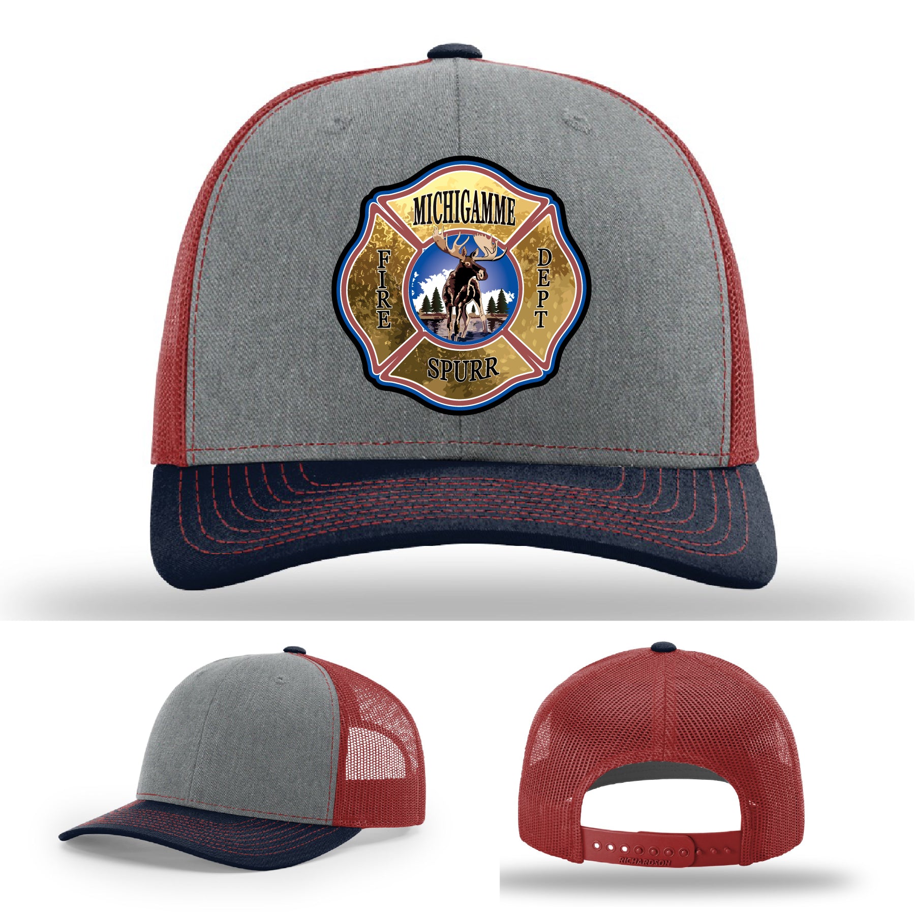 Firefighter hat custom made with Michigamme Spurr FD leather patch