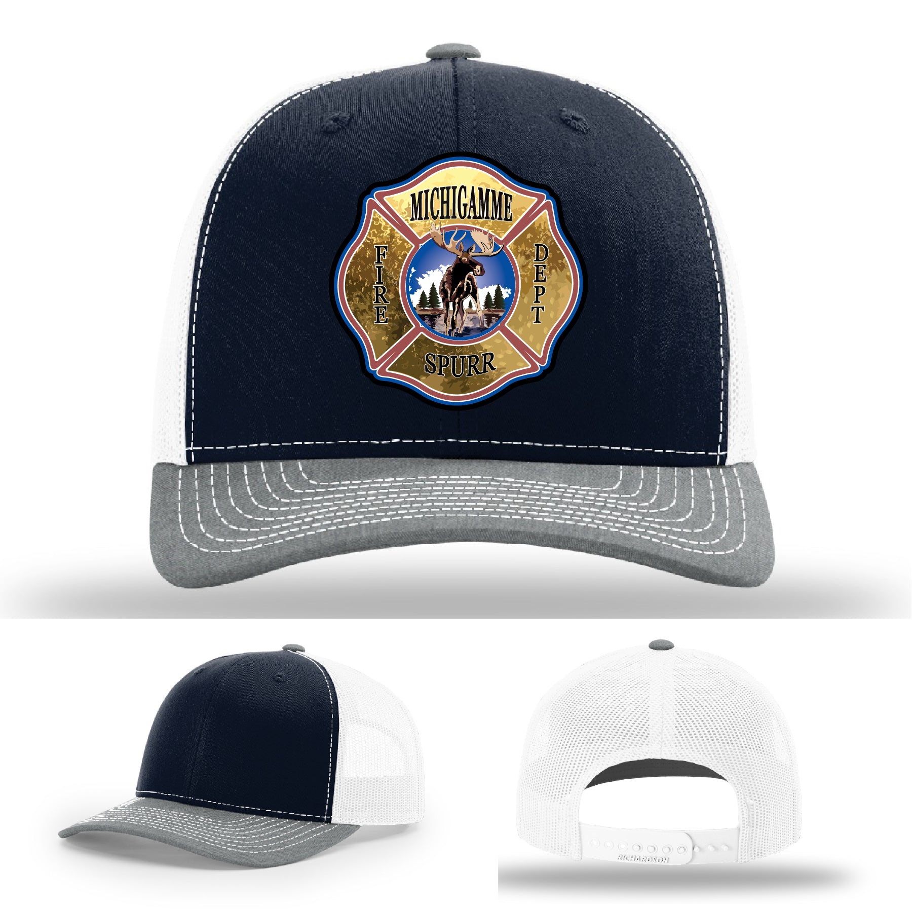 Firefighter pride hat showcasing Michigamme Spurr Fire Department patch