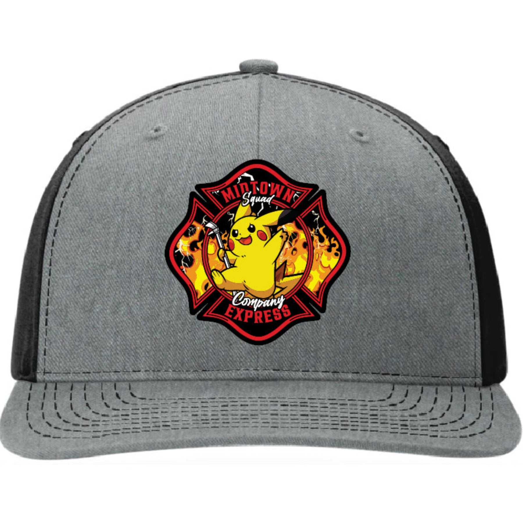 Midtown Express NJ firefighter leather patch hat with full color design