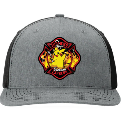 Midtown Express NJ firefighter leather patch hat with full color design