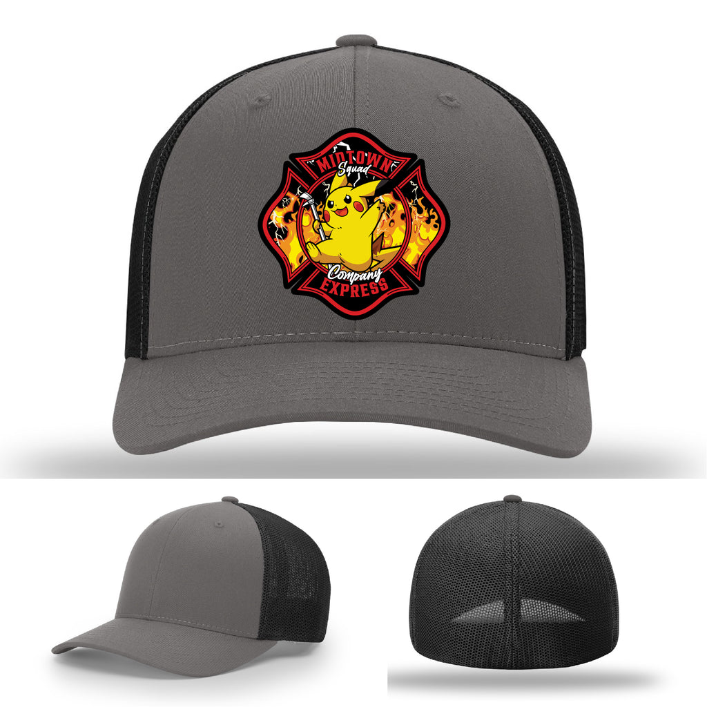 Midtown Express NJ firefighter hat with authentic leather detail