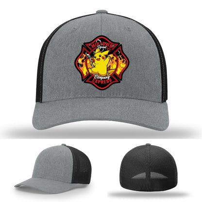 Midtown Express NJ firefighter leather patch hat with strong detail