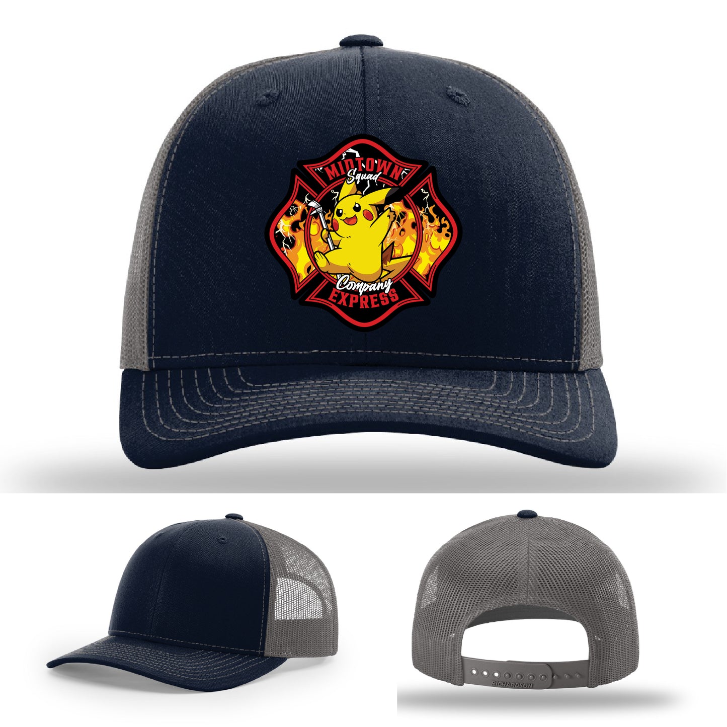 Midtown Express NJ firefighter hat full color leather patch design