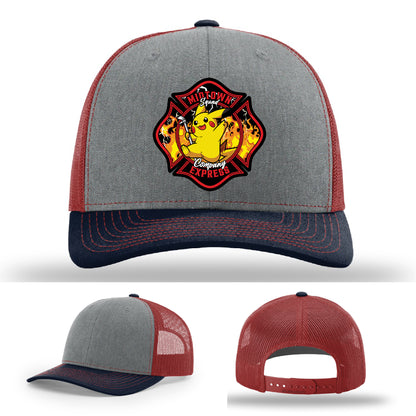 Midtown Express NJ firefighter hat with traditional leather patch