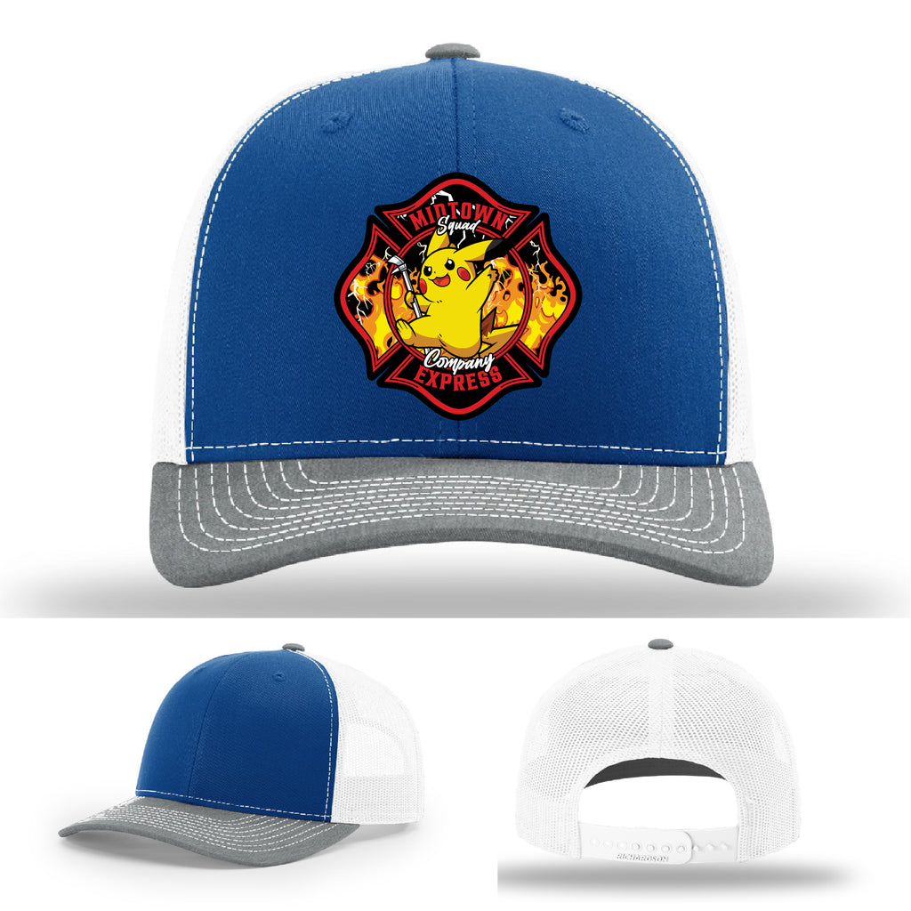 Midtown Express NJ firefighter hat leather patch detail