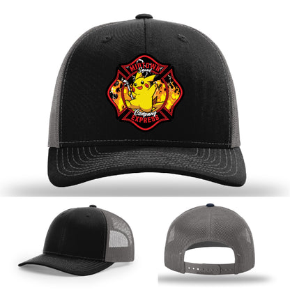 Midtown Express NJ firefighter hat with rugged leather patch design