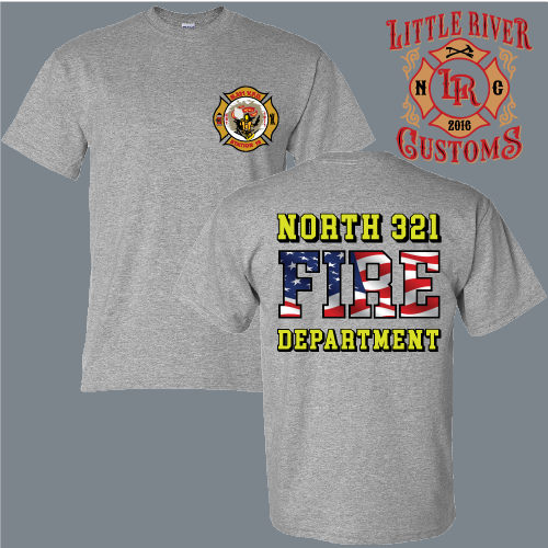 north 321 fire department flag shirt front graphic