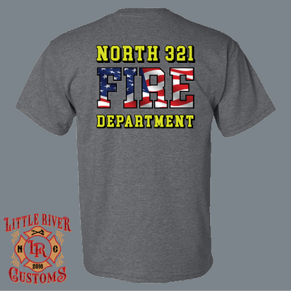 north 321 firefighter flag shirt back design