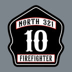 north 321 firefighter helmet shield with banner layout