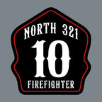 north 321 fire helmet shield with arched department text