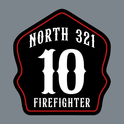 north 321 fire helmet shield with arched department text
