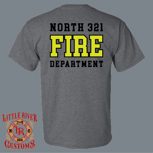 north 321 fire department shirt chest logo detail