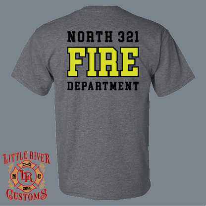 north 321 fire department shirt chest logo detail