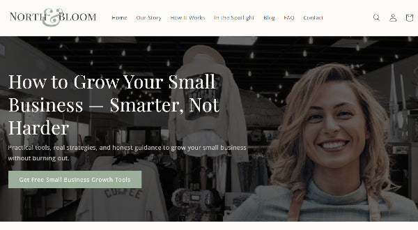 North & Bloom business growth and branding Shopify site with SEO-rich content