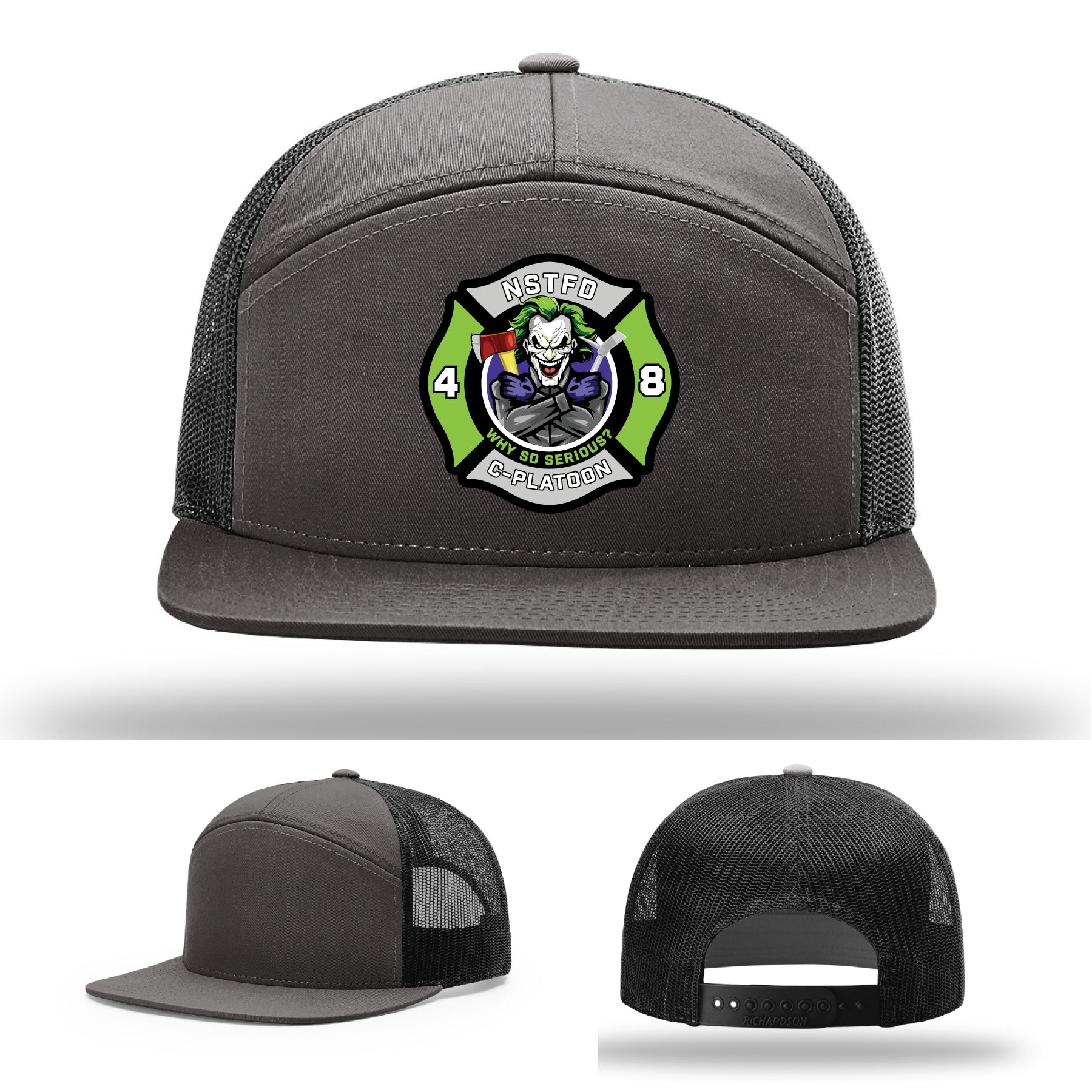North Strabane fire hat with C-Platoon joker patch