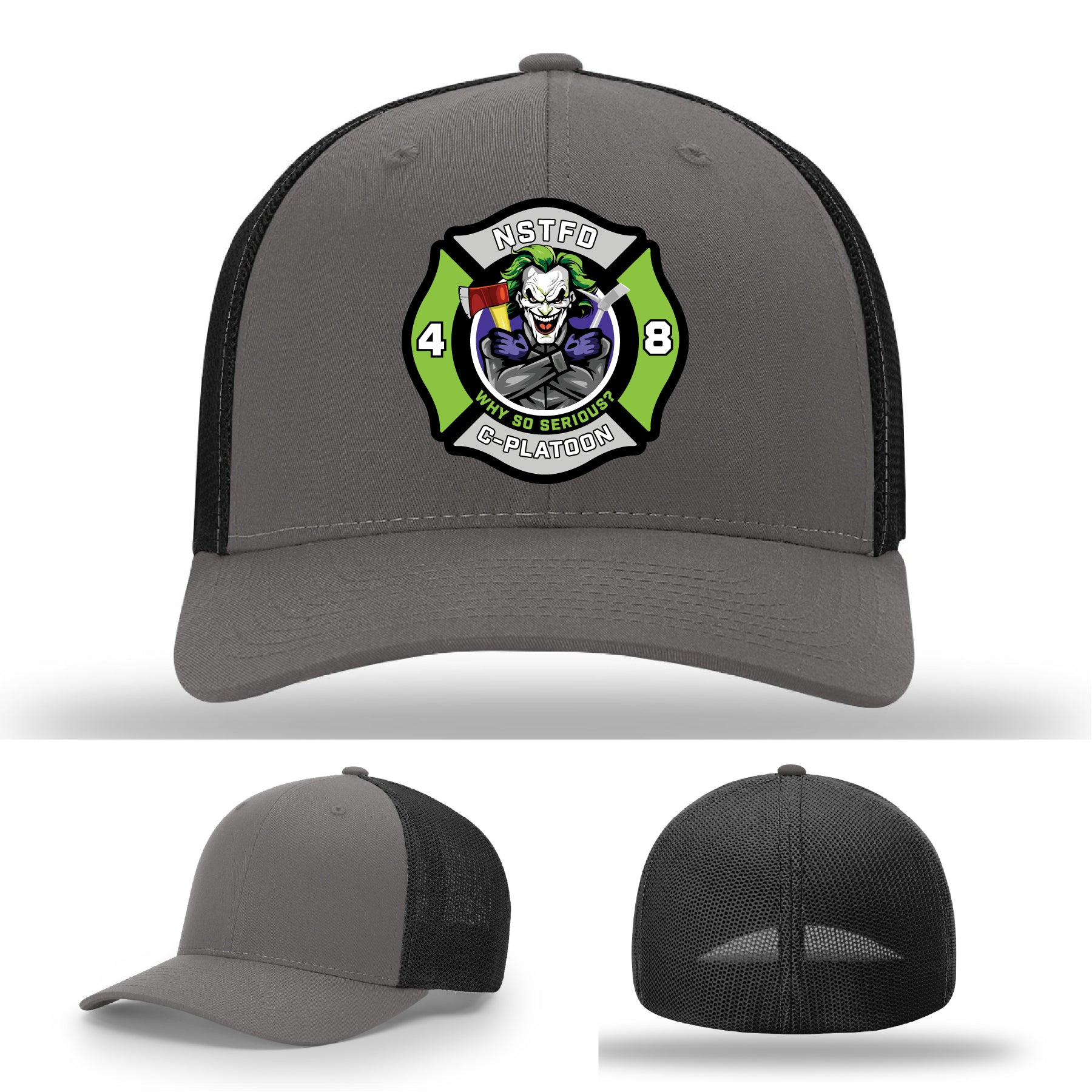 Custom NSTFD hat with joker design and crossed tools
