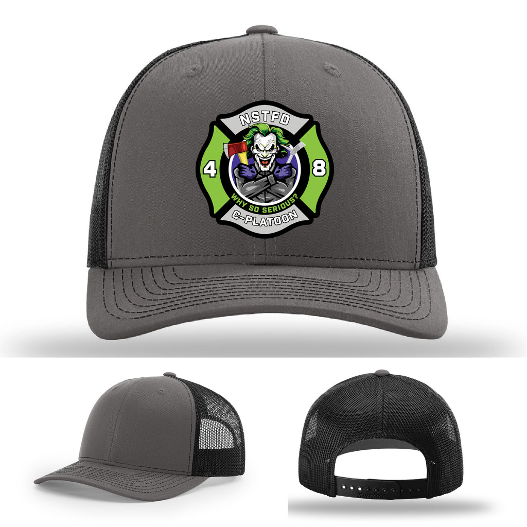 Firefighter leather patch hat representing North Strabane
