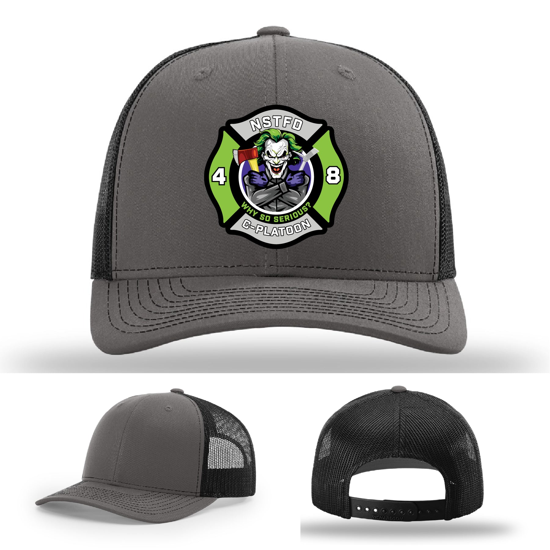 Firefighter leather patch hat representing North Strabane