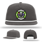 Leather firefighter hat with North Strabane joker logo