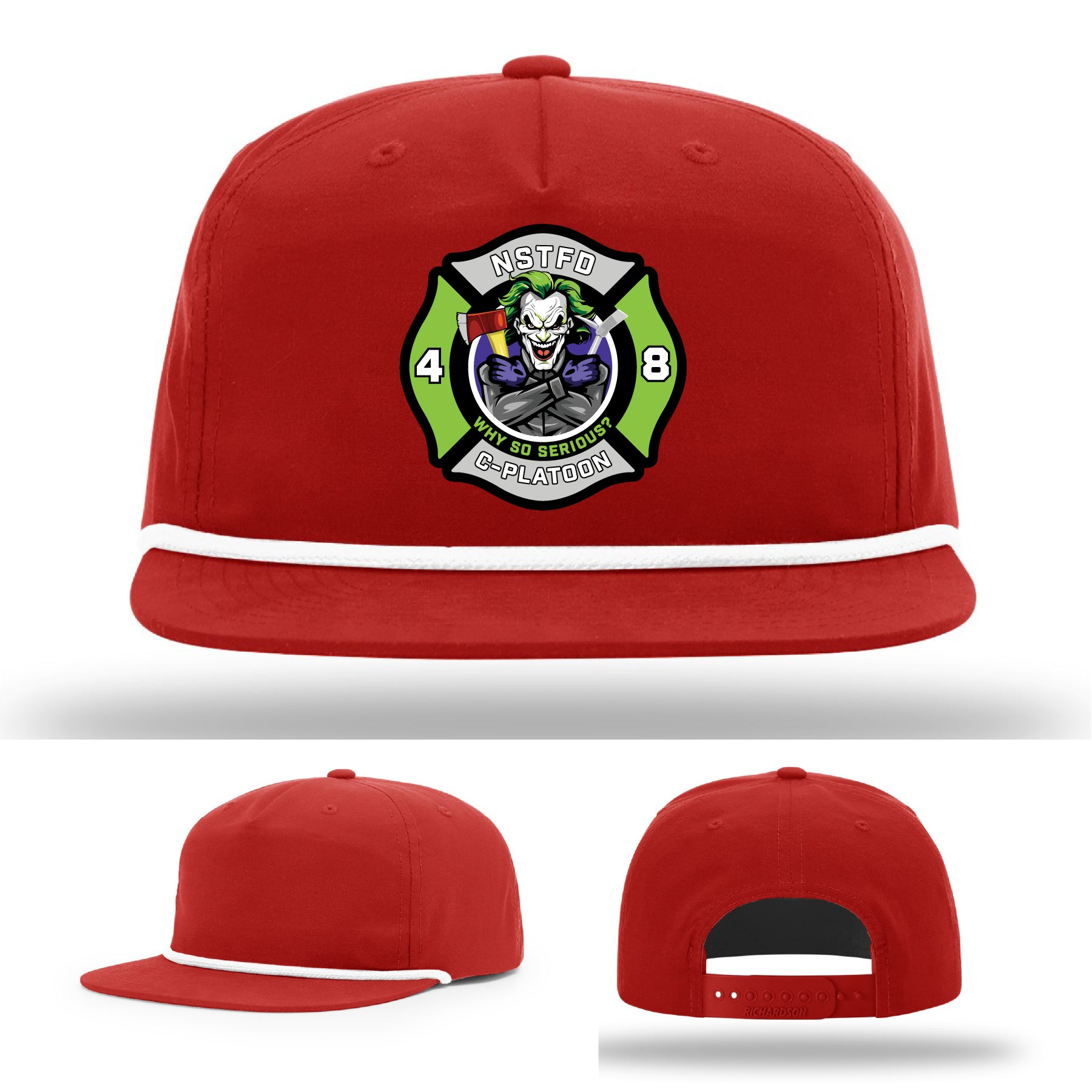 Custom North Strabane hat with joker and tools design