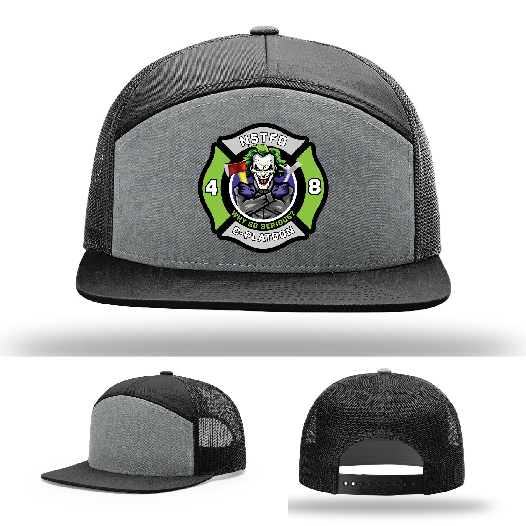 Custom North Strabane fire hat with joker patch