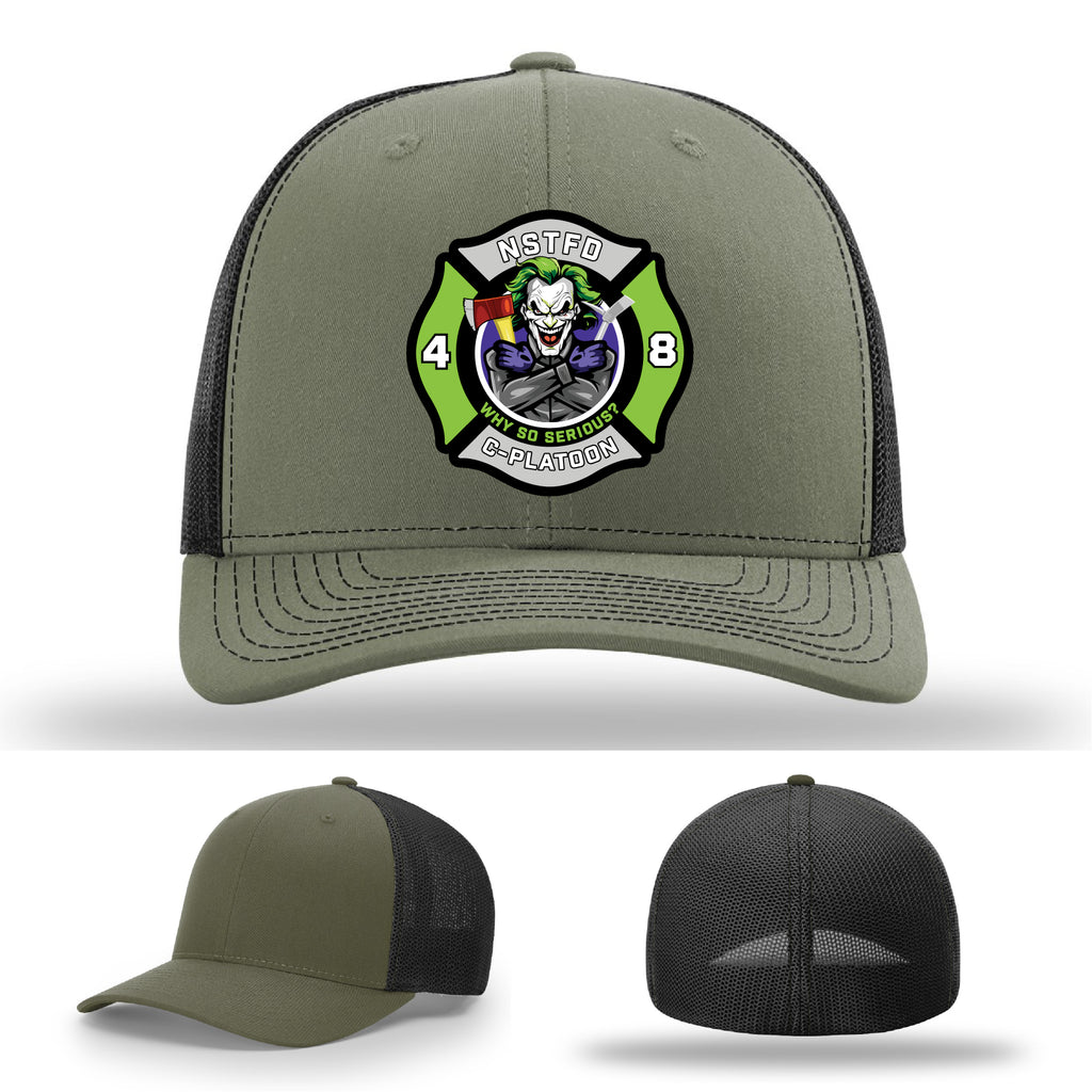 North Strabane FD hat with joker leather patch design