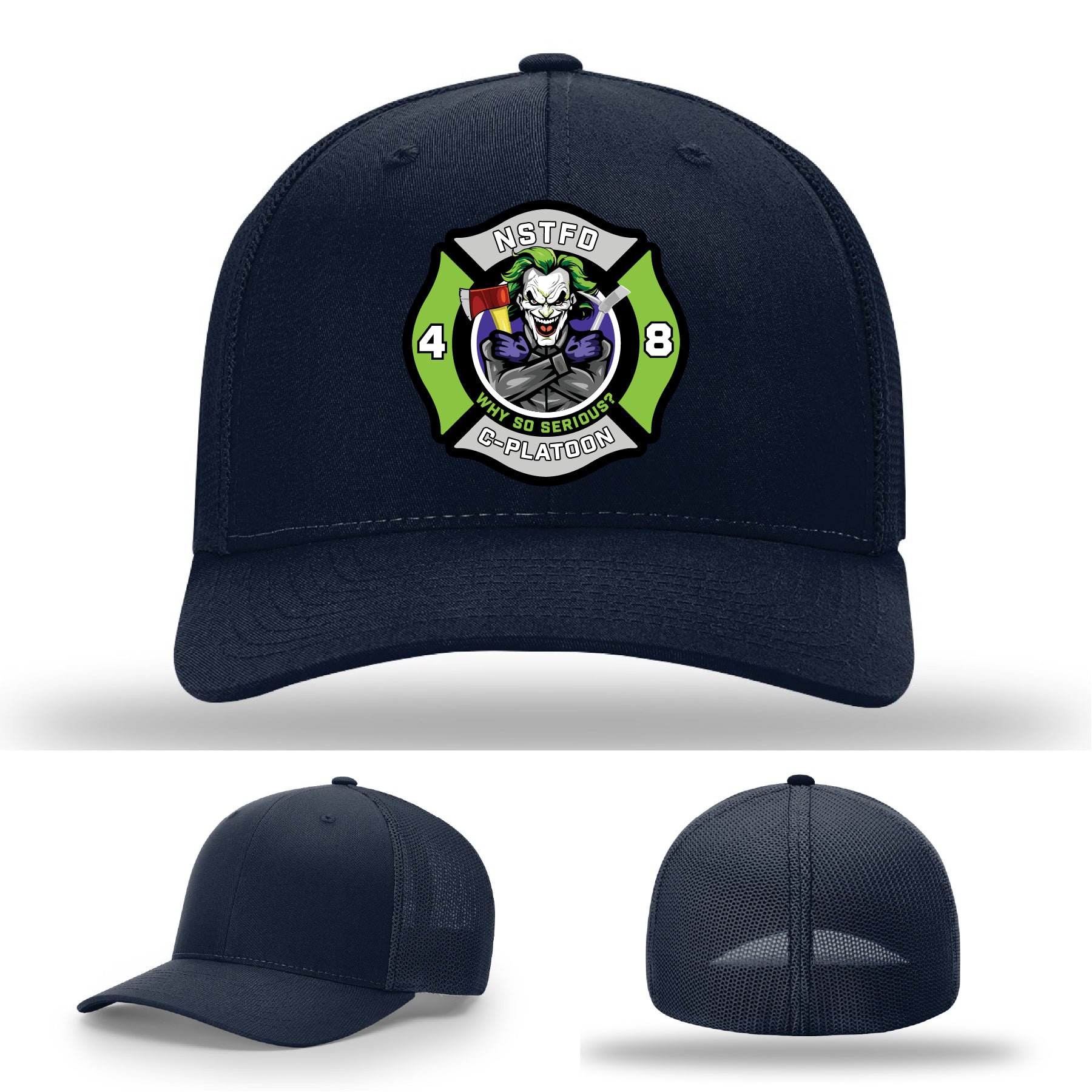 Firefighter gear hat with North Strabane joker artwork