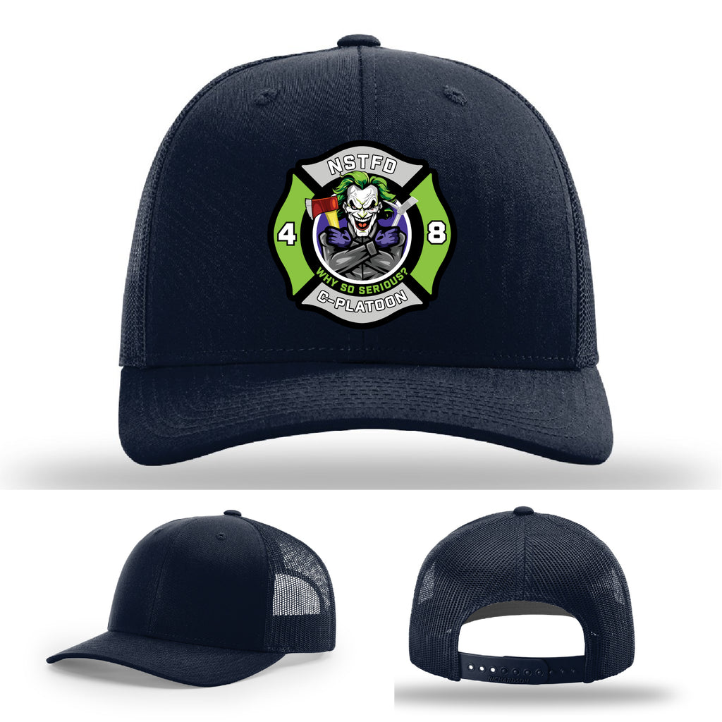 North Strabane firefighter hat with detailed leather patch