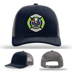 Custom leather patch hat with North Strabane joker art