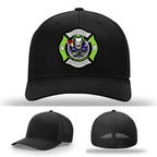 NSTFD firefighter hat featuring joker inspired patch