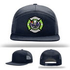 Leather firefighter hat with North Strabane custom patch