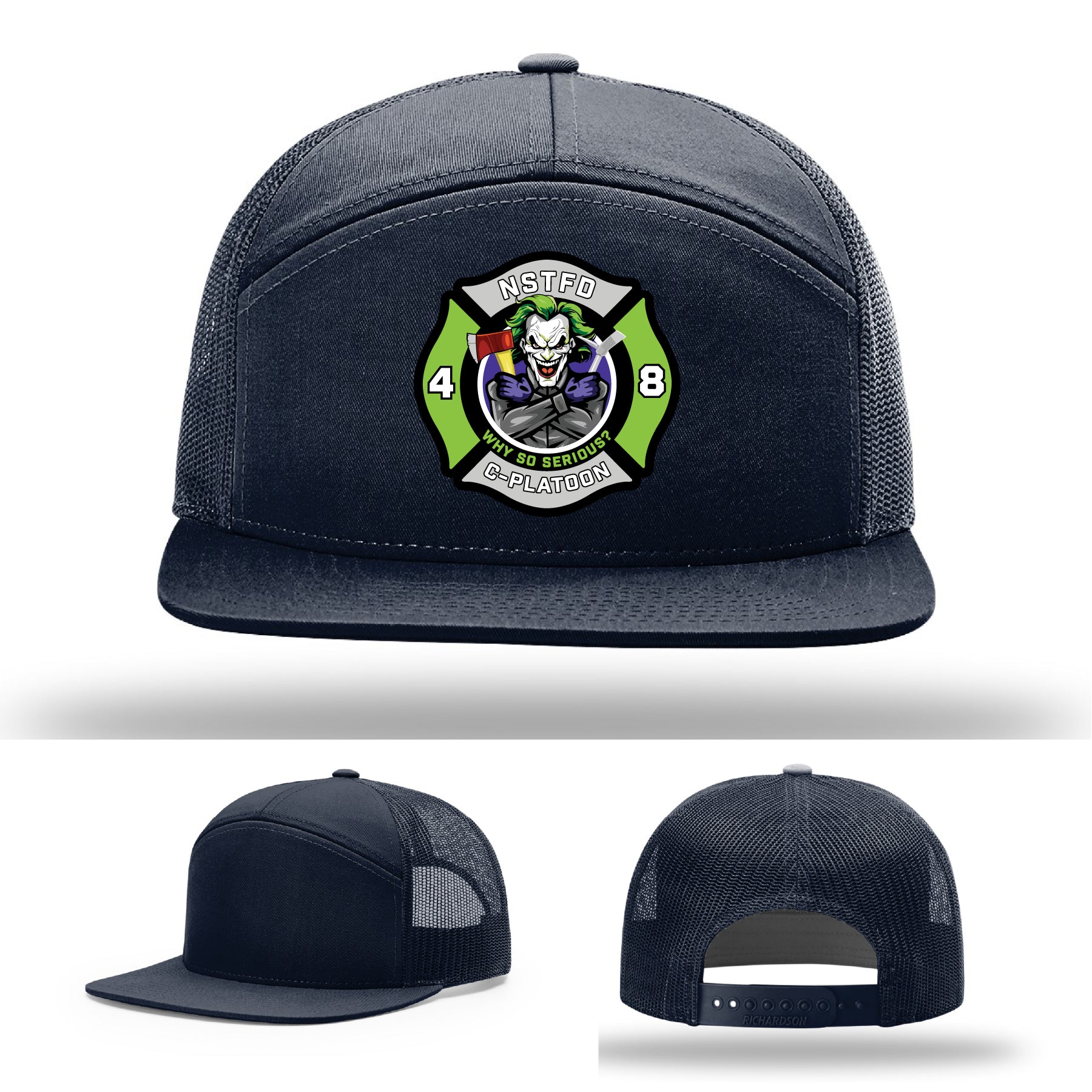 Leather firefighter hat with North Strabane custom patch