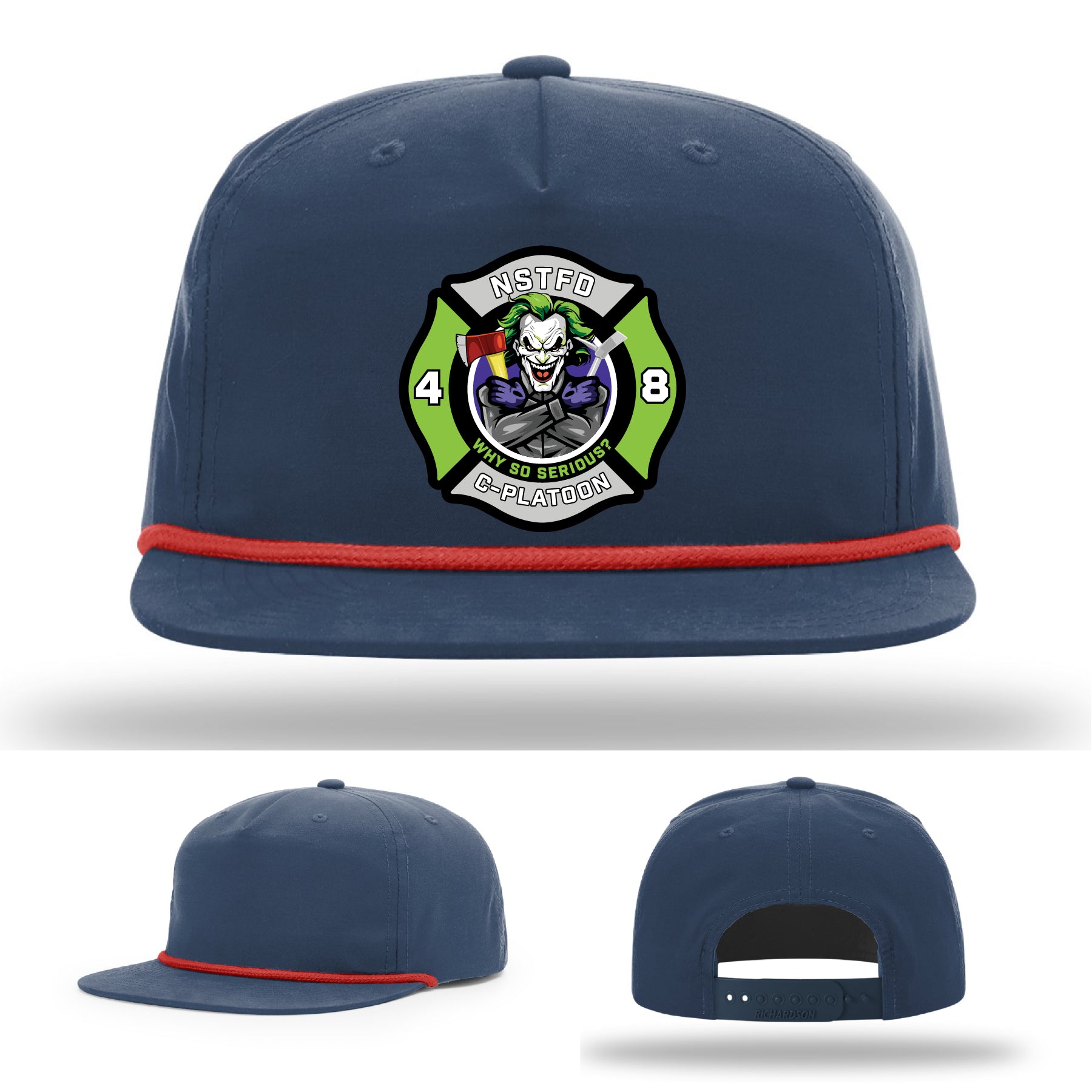 North Strabane FD joker themed leather patch firefighter hat