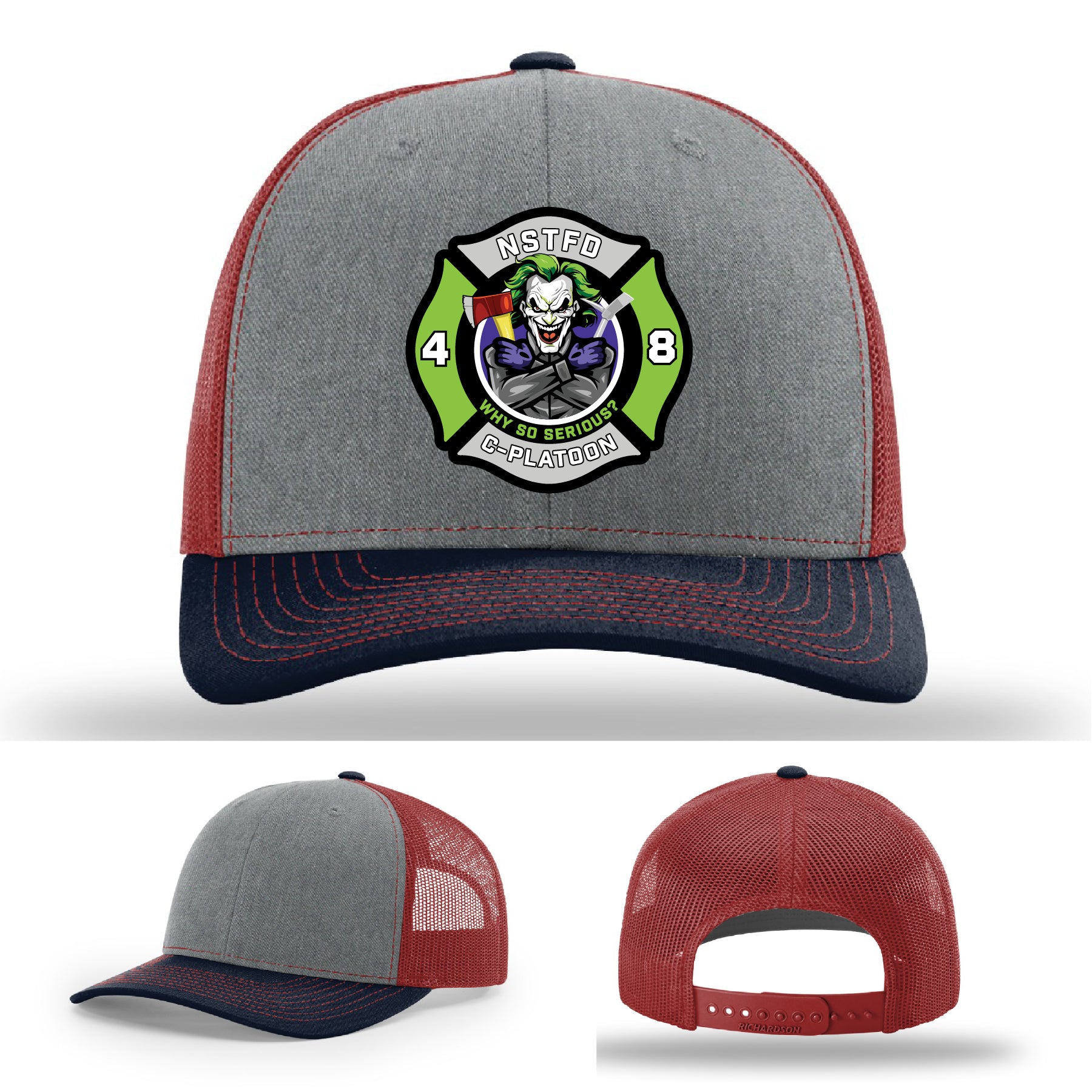 Firefighter hat with C-Platoon joker emblem North Strabane