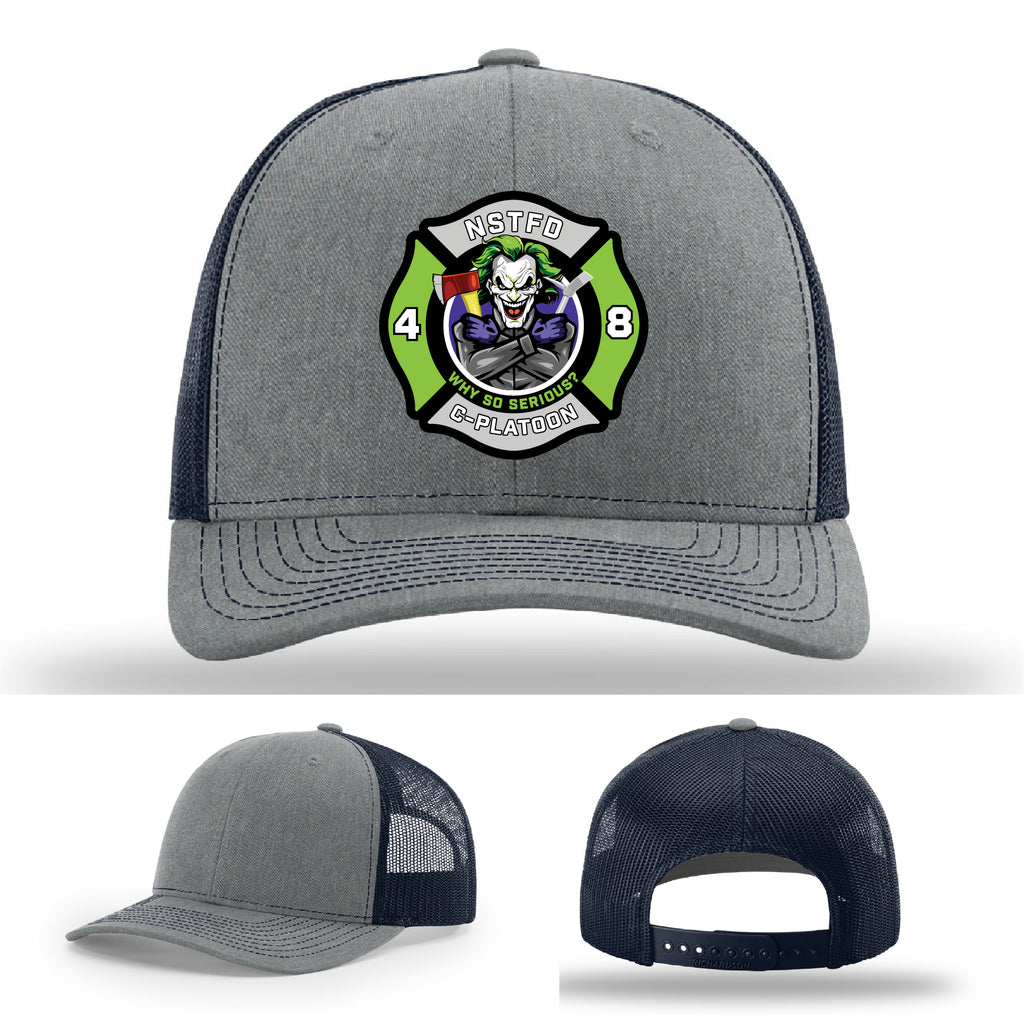 Custom leather firefighter hat with North Strabane patch