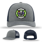 Custom leather firefighter hat with North Strabane patch