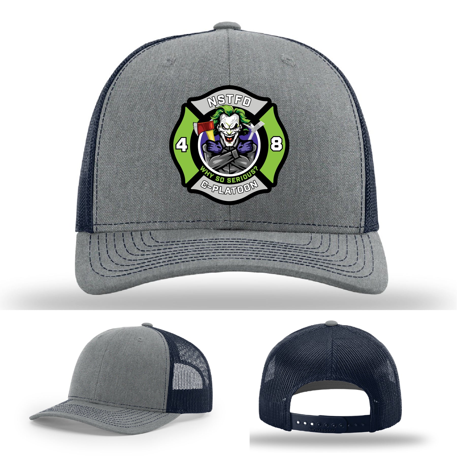 Custom leather firefighter hat with North Strabane patch