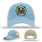Firefighter hat with bold joker patch North Strabane FD