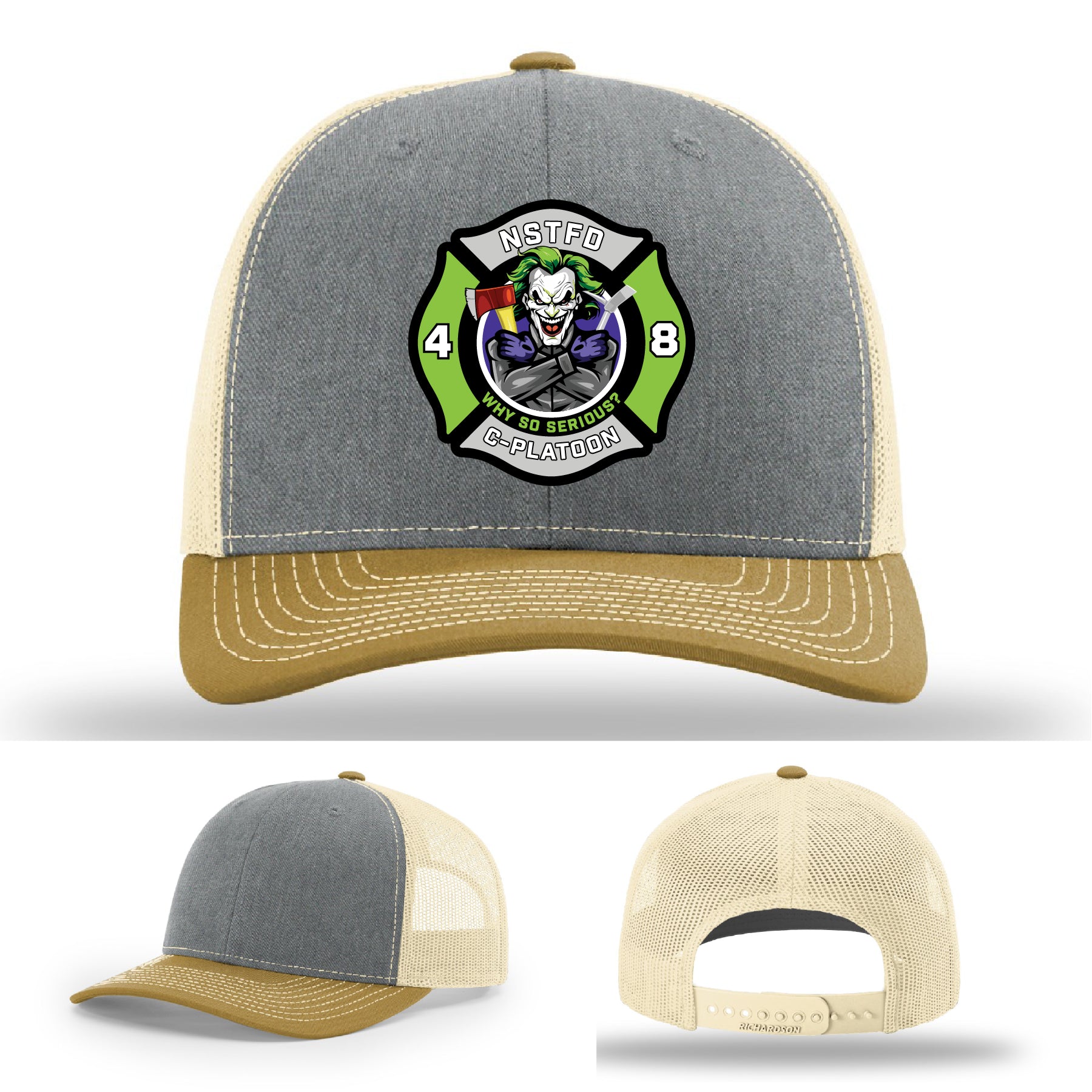 Custom firefighter hat with C-Platoon joker design