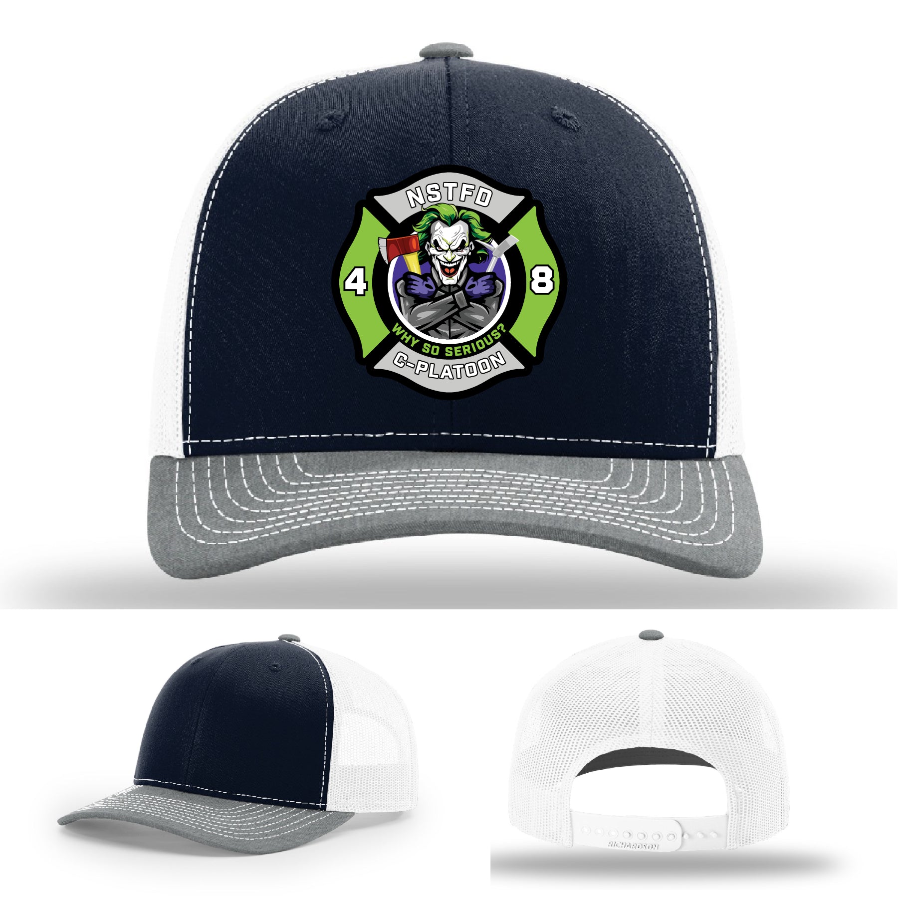 North Strabane C-Platoon firefighter gear leather patch hat