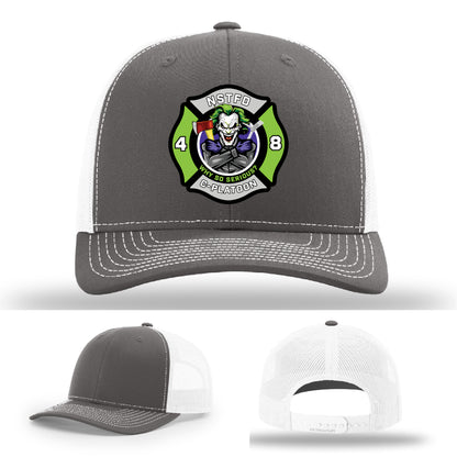 North Strabane leather patch hat with joker inspired art