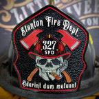 Custom firefighter helmet shield with bold Ole Salty style