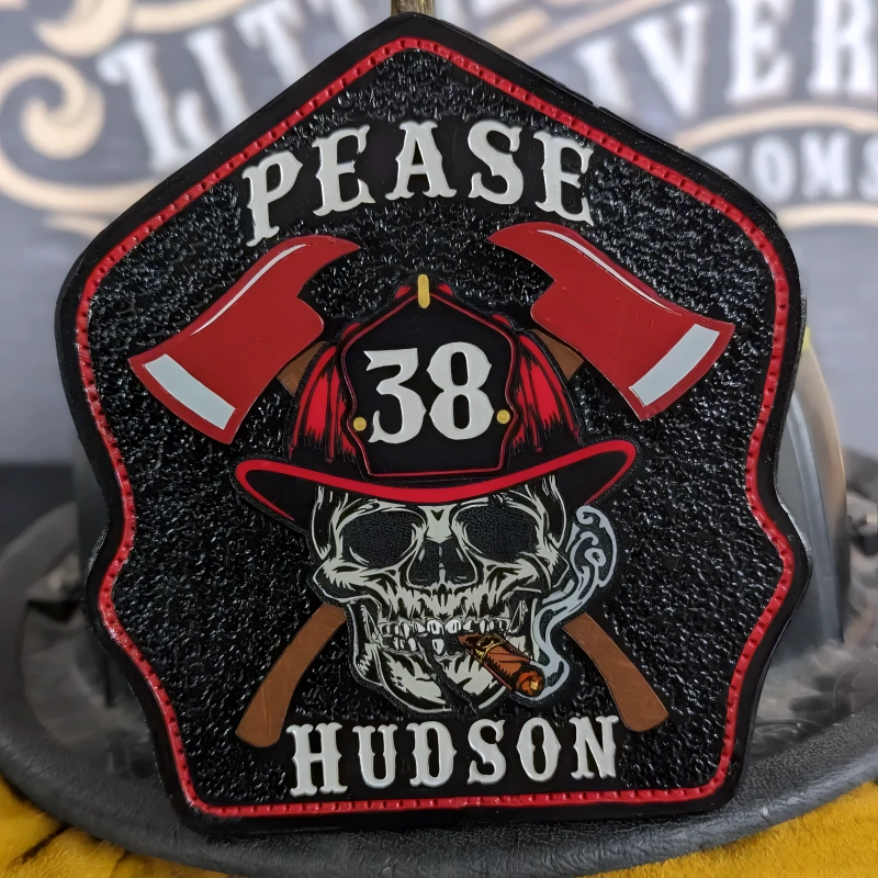 Authentic Ole Salty firefighter helmet shield made from rugged leather