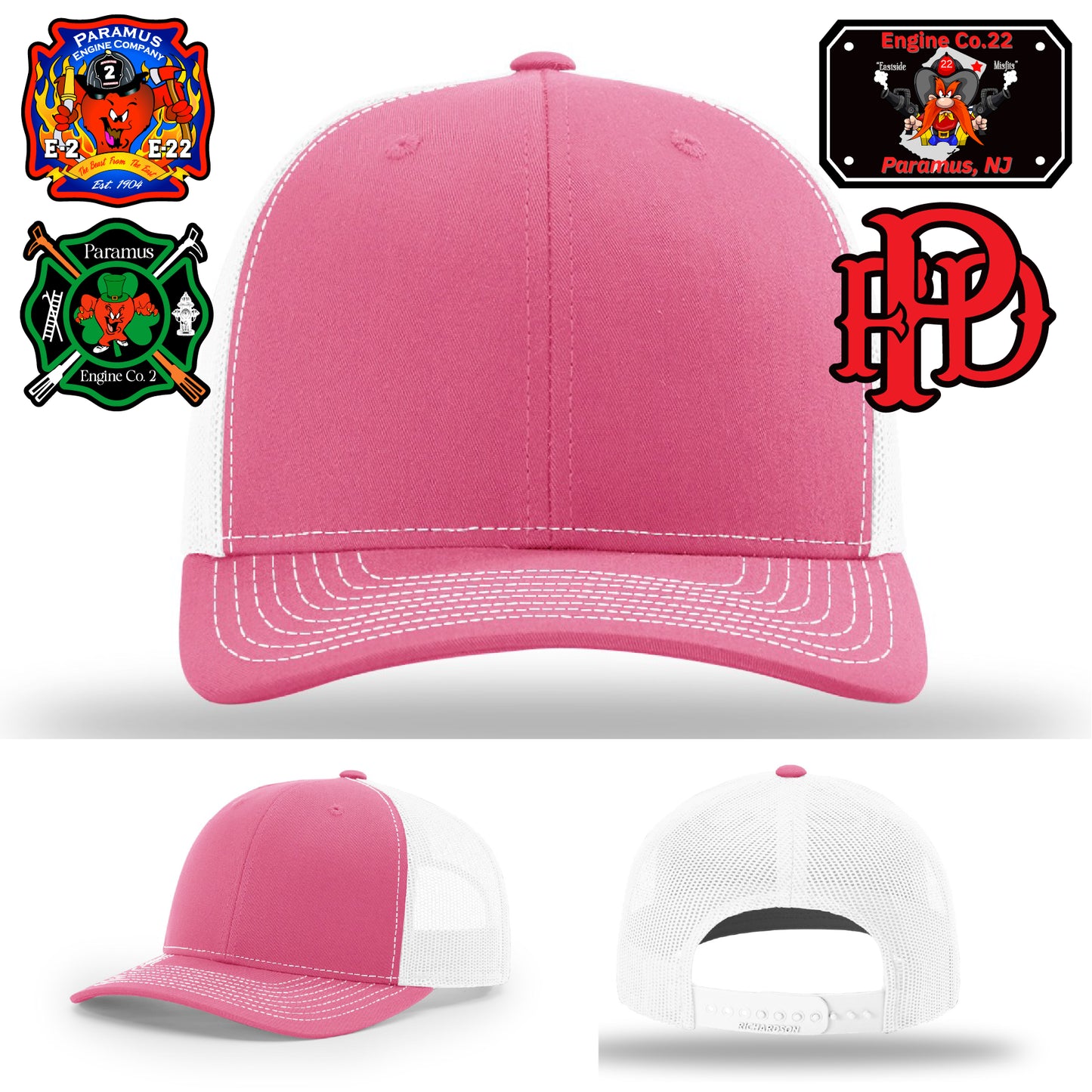 Paramus firefighter hat featuring Engine Co. 2 leather patch