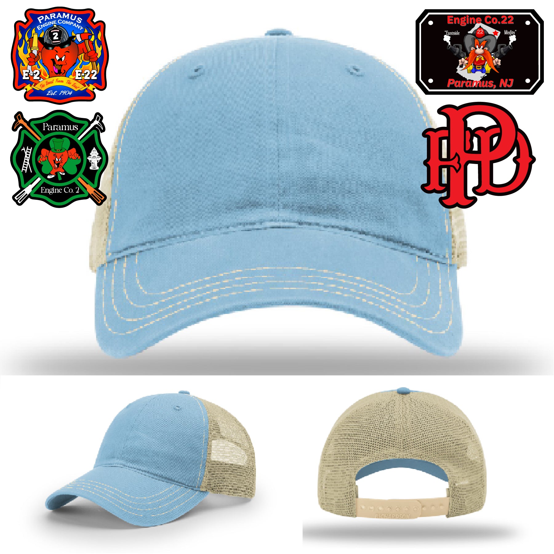 Leather patch hat for Paramus Fire Department firefighters