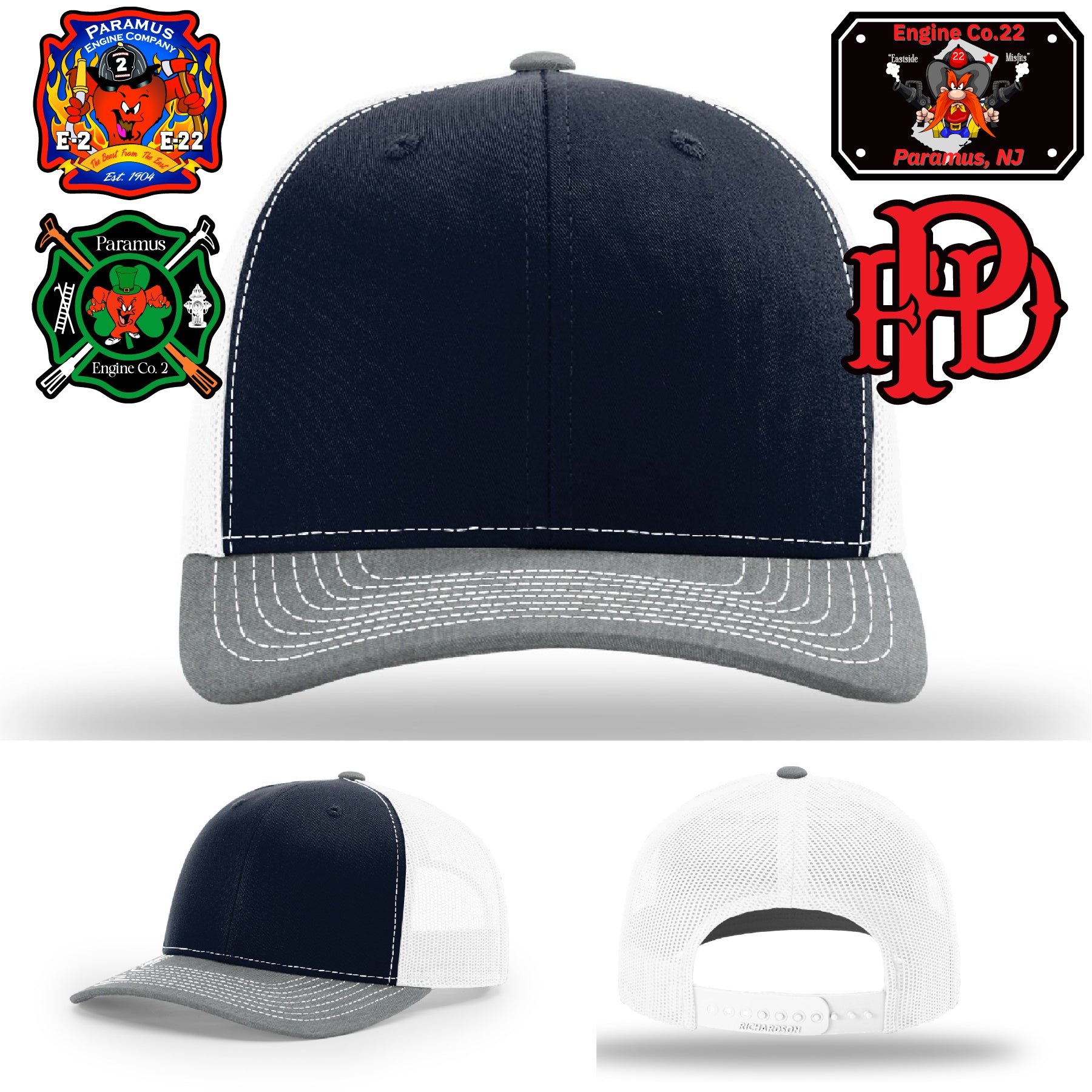 Paramus firefighter pride hat with PFD Scramble design