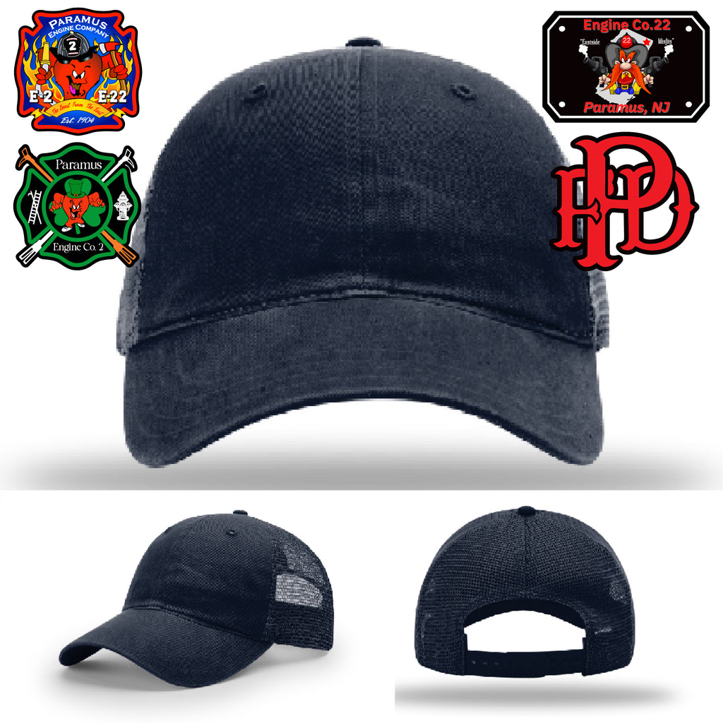 Custom firefighter gear with Paramus FD leather patch hat