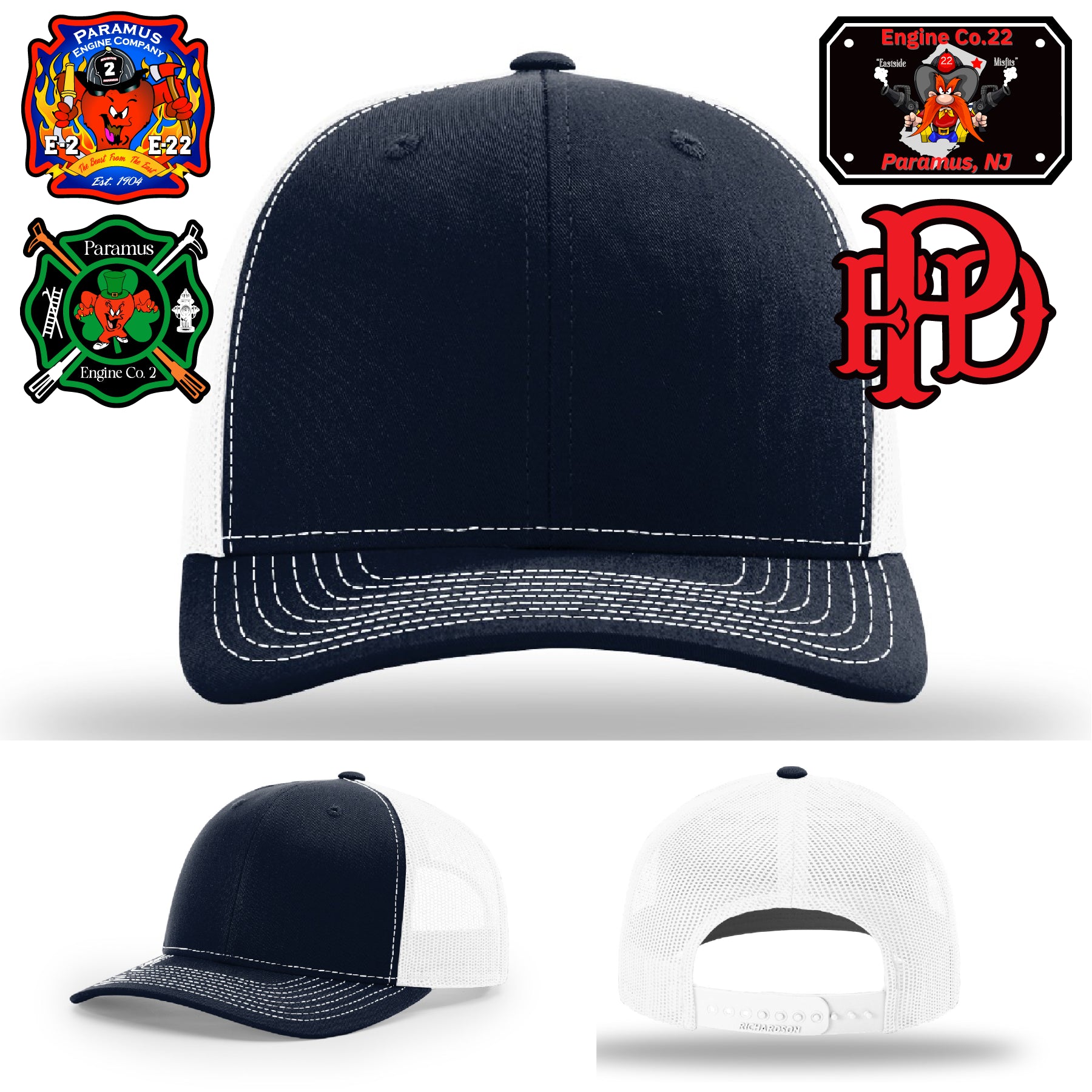 Firefighter hat with Eastside Misfits Paramus patch design