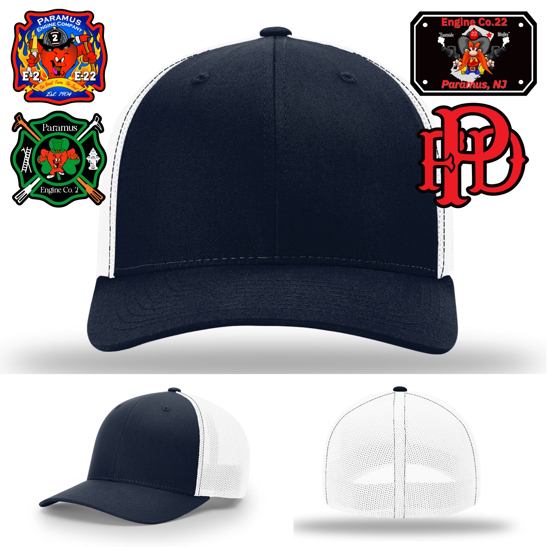 Scramble patch Paramus firefighter leather patch hat
